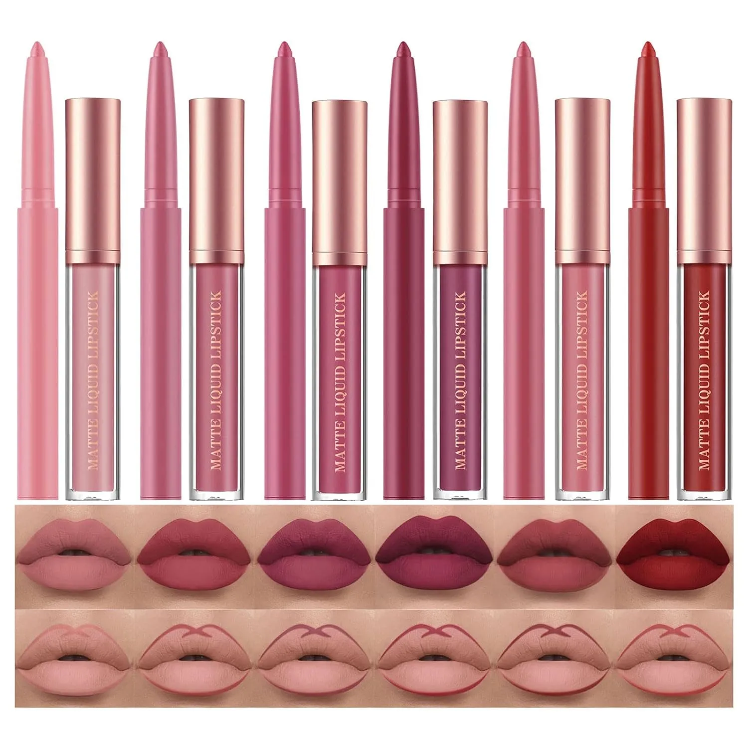 12-Piece Velvet Matte Lipstick and Liner Collection – Long-Lasting, Waterproof Makeup Gift Set