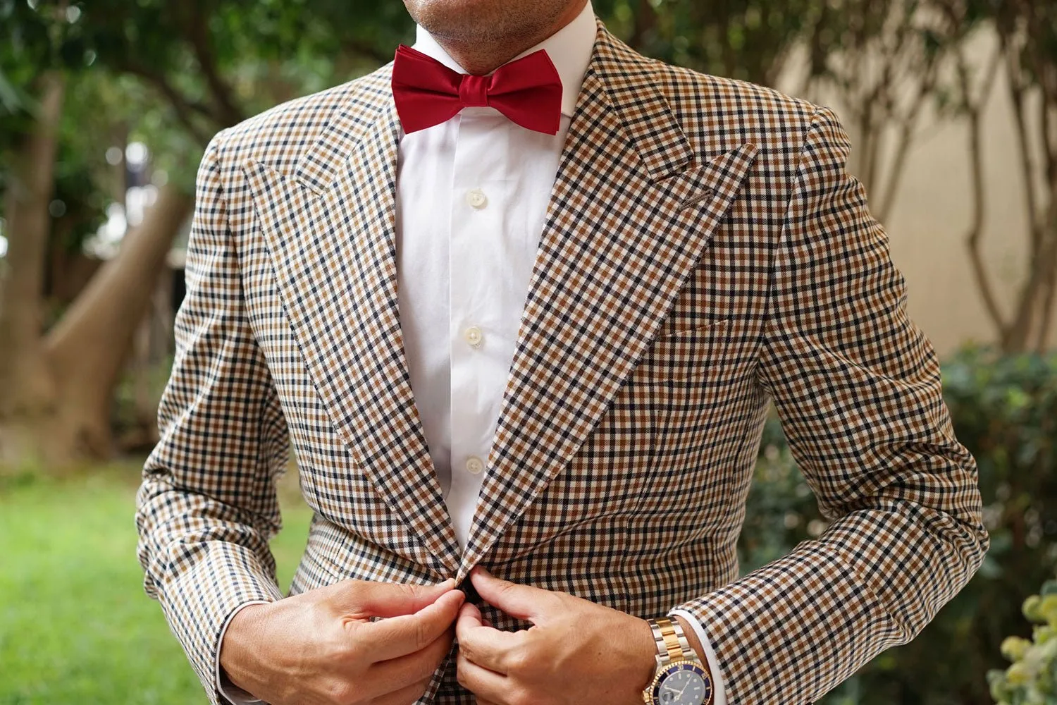 Apple Maroon Satin Bow Tie