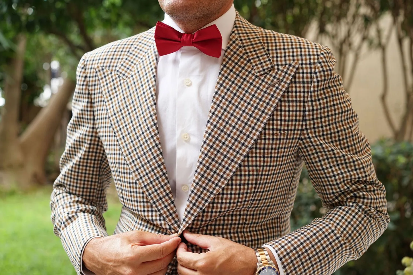 Apple Maroon Satin Bow Tie