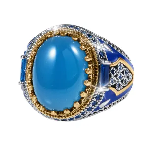 Aqua Agate Men's Ring