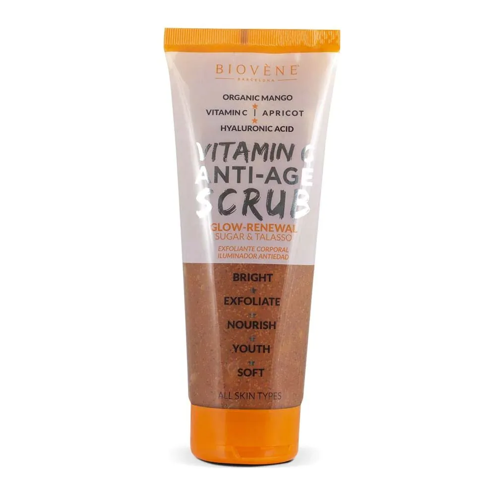 Biovene Vitamin C Anti-Age Scrub Glow Renew Organic Mango Sugar&Talasso Body Exfoliator 250ML