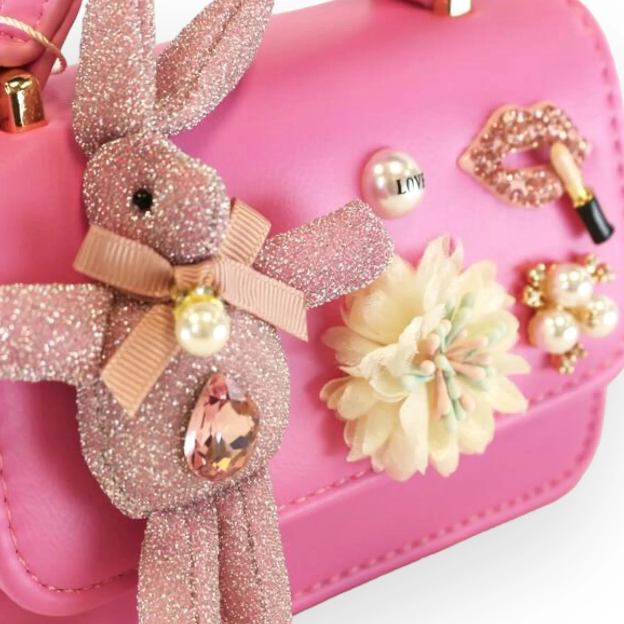 Bunny Applique Purse - Fuchsia