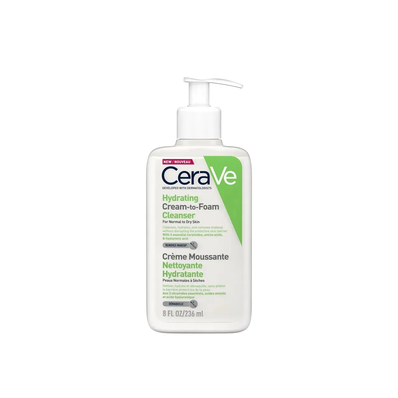 CeraVe Hydrating Cream-to-Foam Cleanser Normal to Dry Skin 236ml