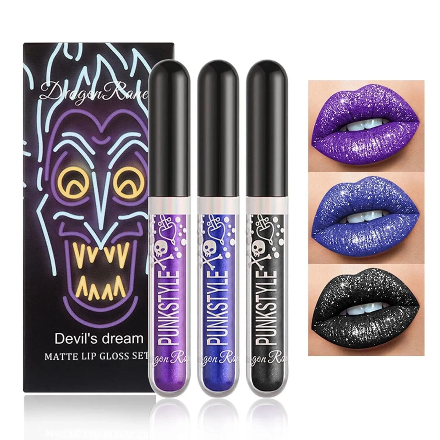 Gothic Glam 12-Piece Matte Lipstick Collection - Bold and Unique Shades for Halloween and Cosplay