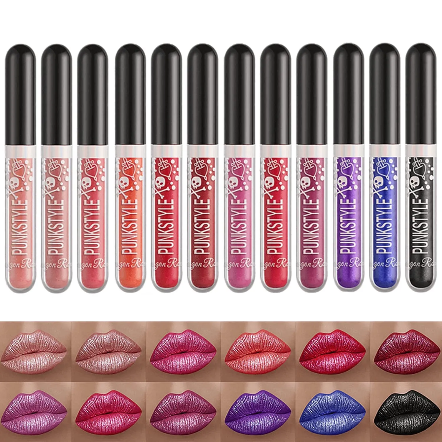 Gothic Glam 12-Piece Matte Lipstick Collection - Bold and Unique Shades for Halloween and Cosplay