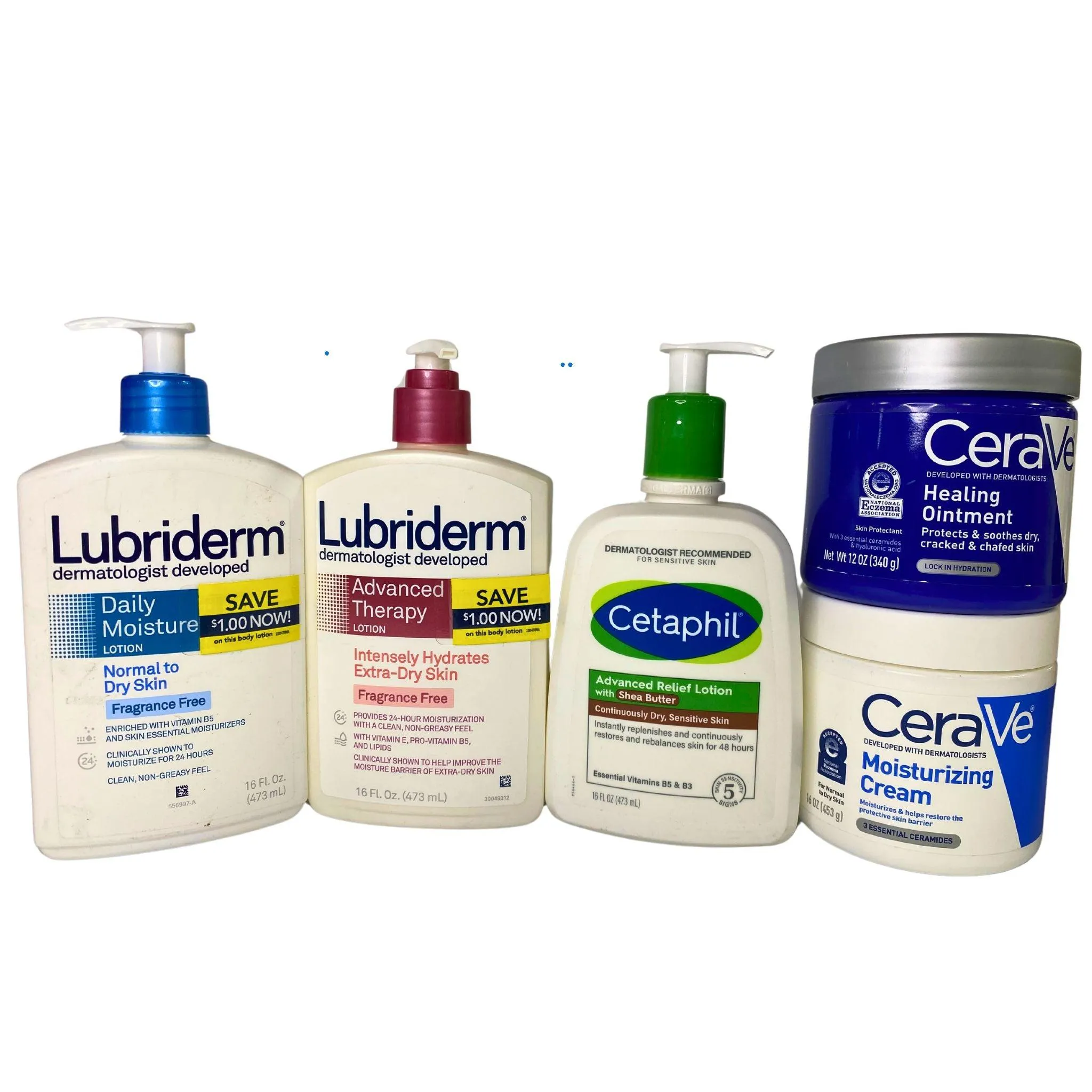 Lubriderm Cerave & Cetaphil Mix includes  Creams , Healing Ointments & Lotions (40 Pcs Lot)