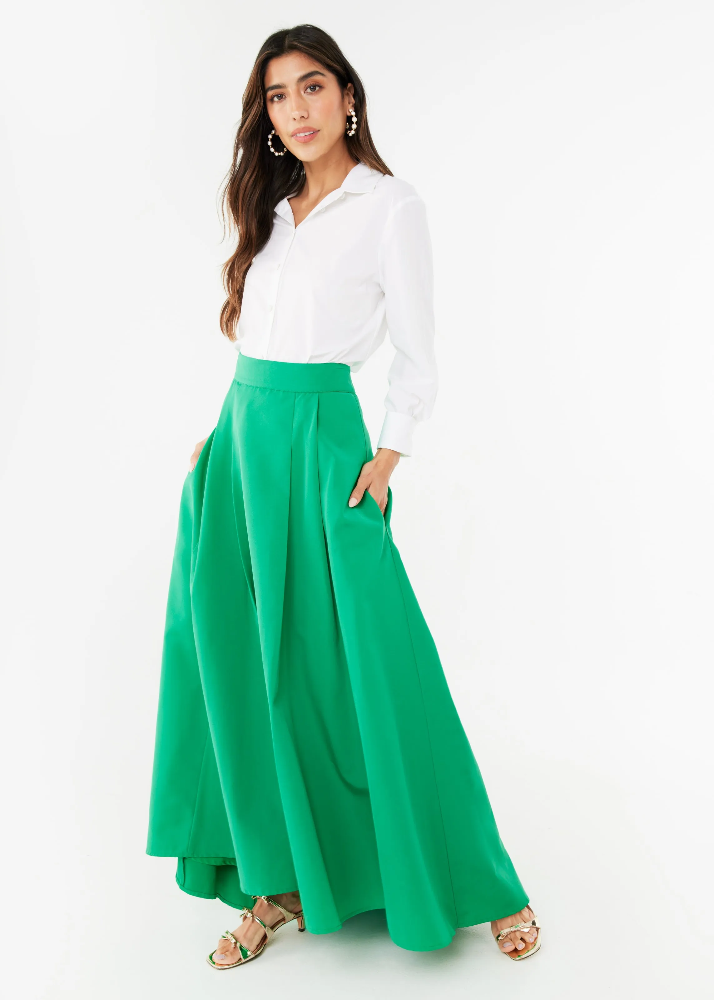 Olivia Skirt Kelly Green Faille