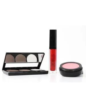 Stage Beauty Co. Mini Makeup Kit - Brown Smokey Eye Eyeshadow & Red Hot Matte Liquid Lipstick